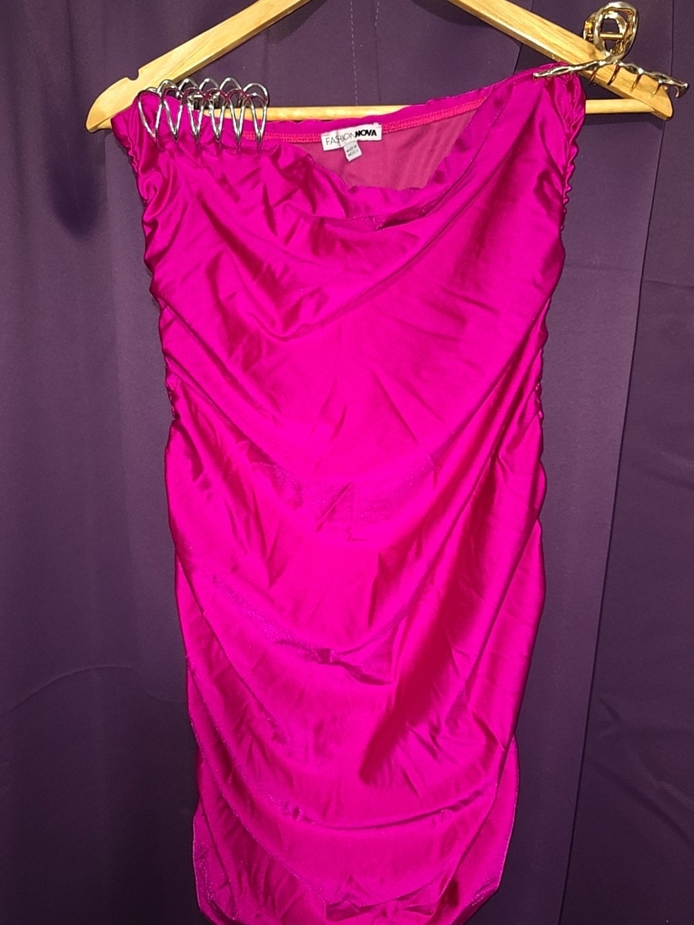 Fashion Nova Fuchsia Ruched Mini Dress